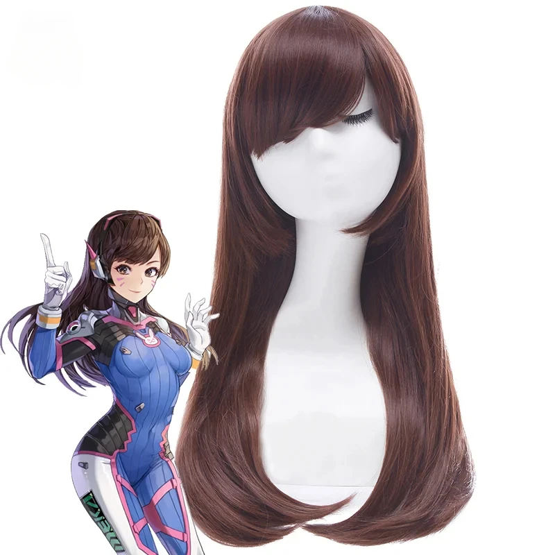 Dva Cosplay Prop - رولكوس OW D.VA-طويل الشعر الاصطناعي الشعر