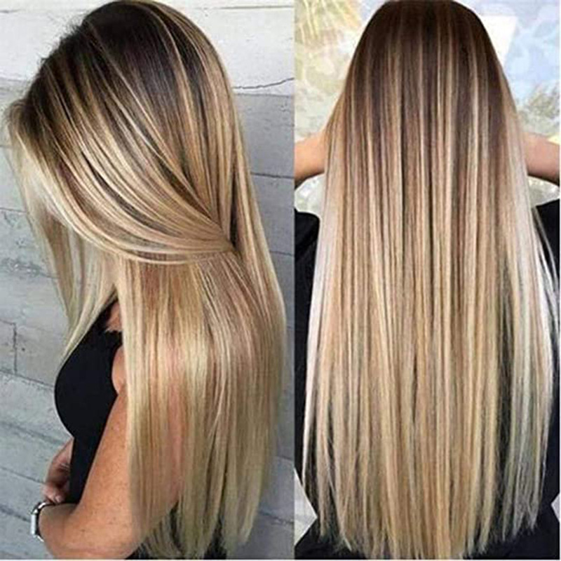 Wig Fiber Net - باروكة شعر نسائية طويلة مستقيمة بتدرج