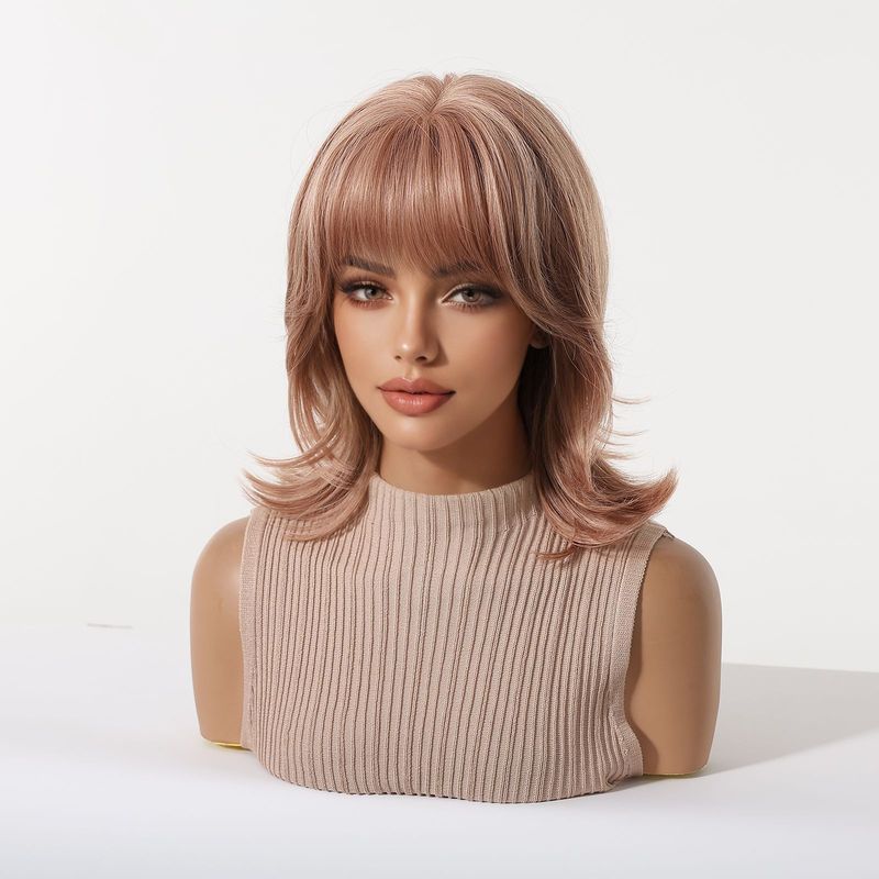 باروكة نسائية مع غرة، تجعيد ذي - مراجعة Wig Fiber Net وسعره